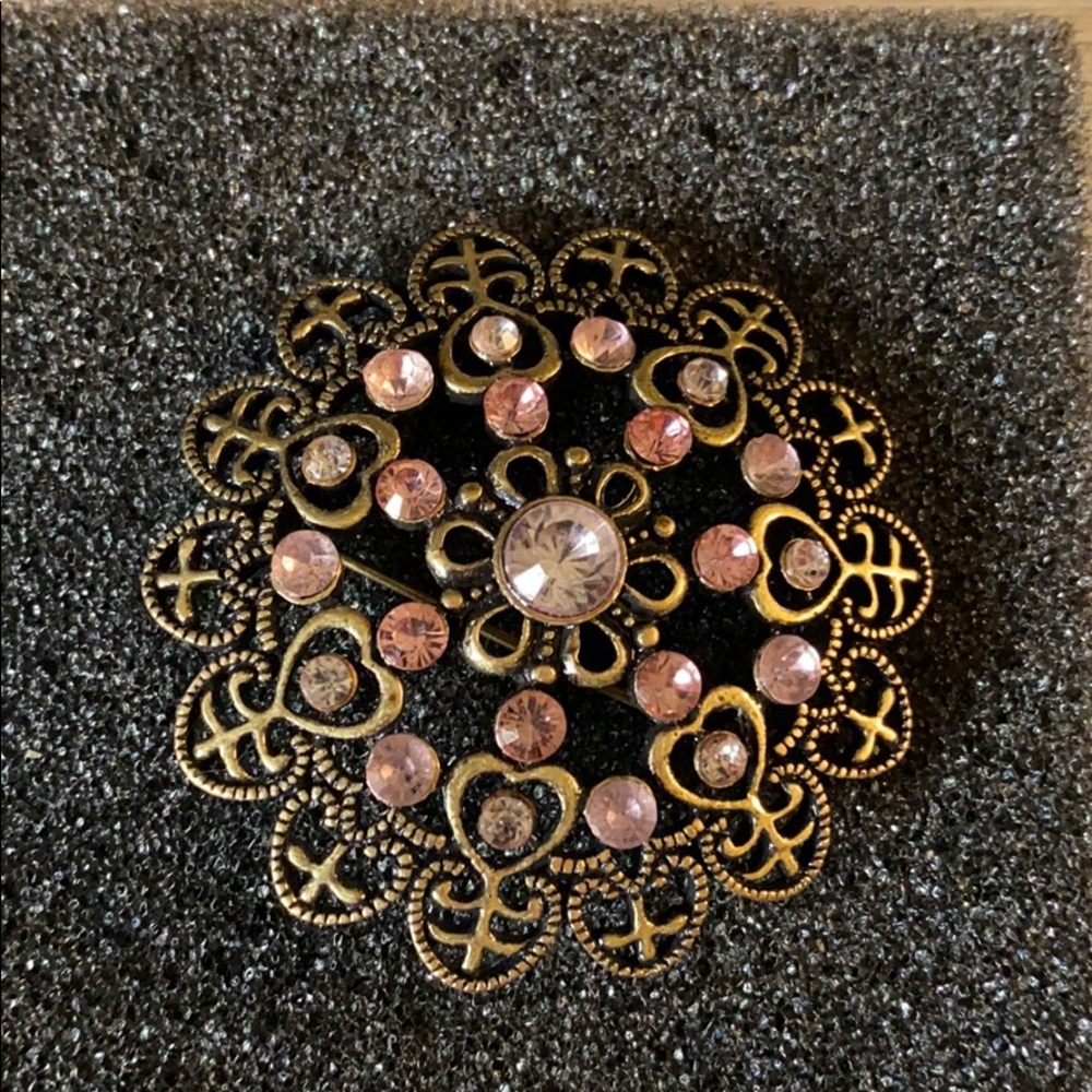 Pink Rhinestone Brooch